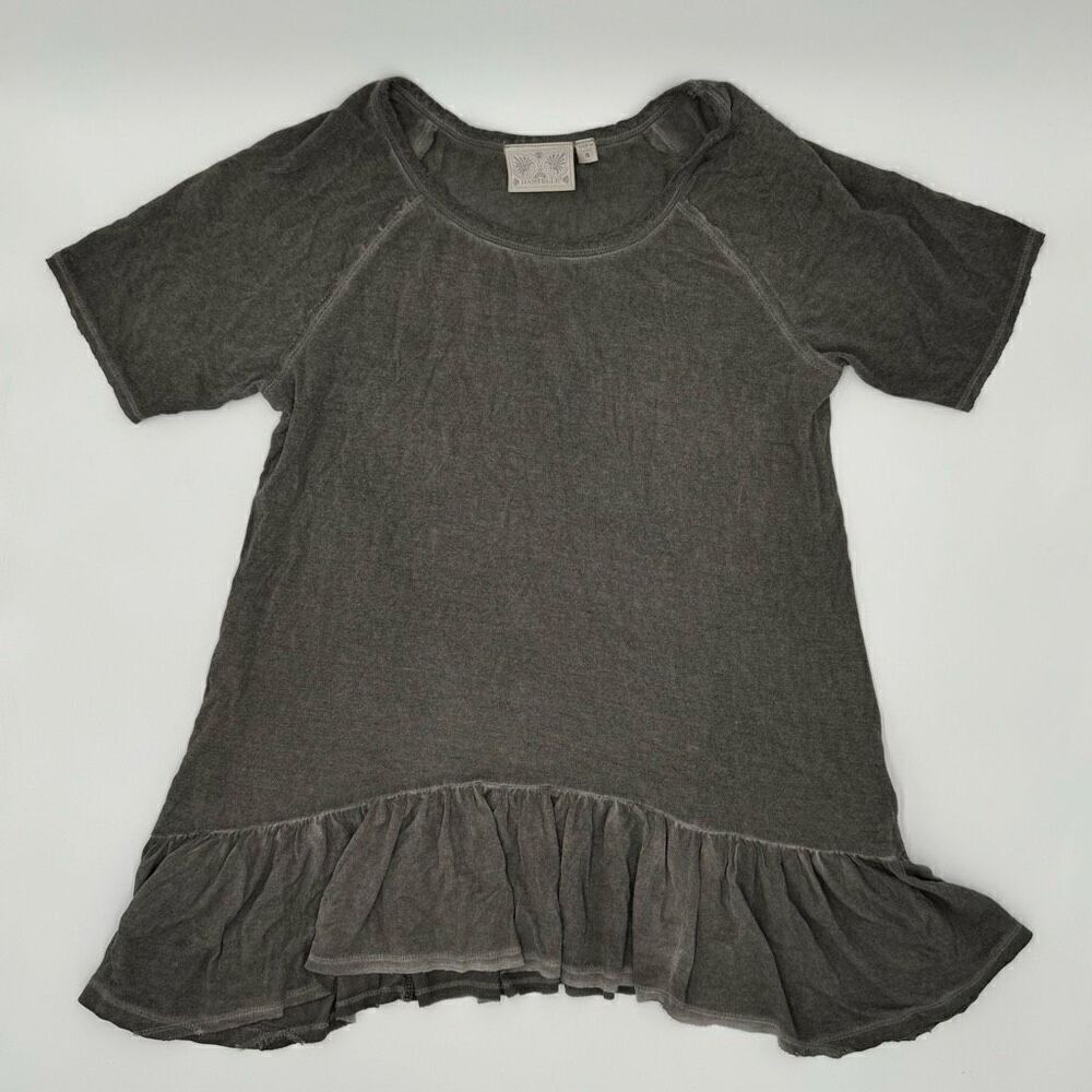 Anthropology Boho Ruffle Peplum Top Dantelle Women’s Short Sleeve Tunic Blouse